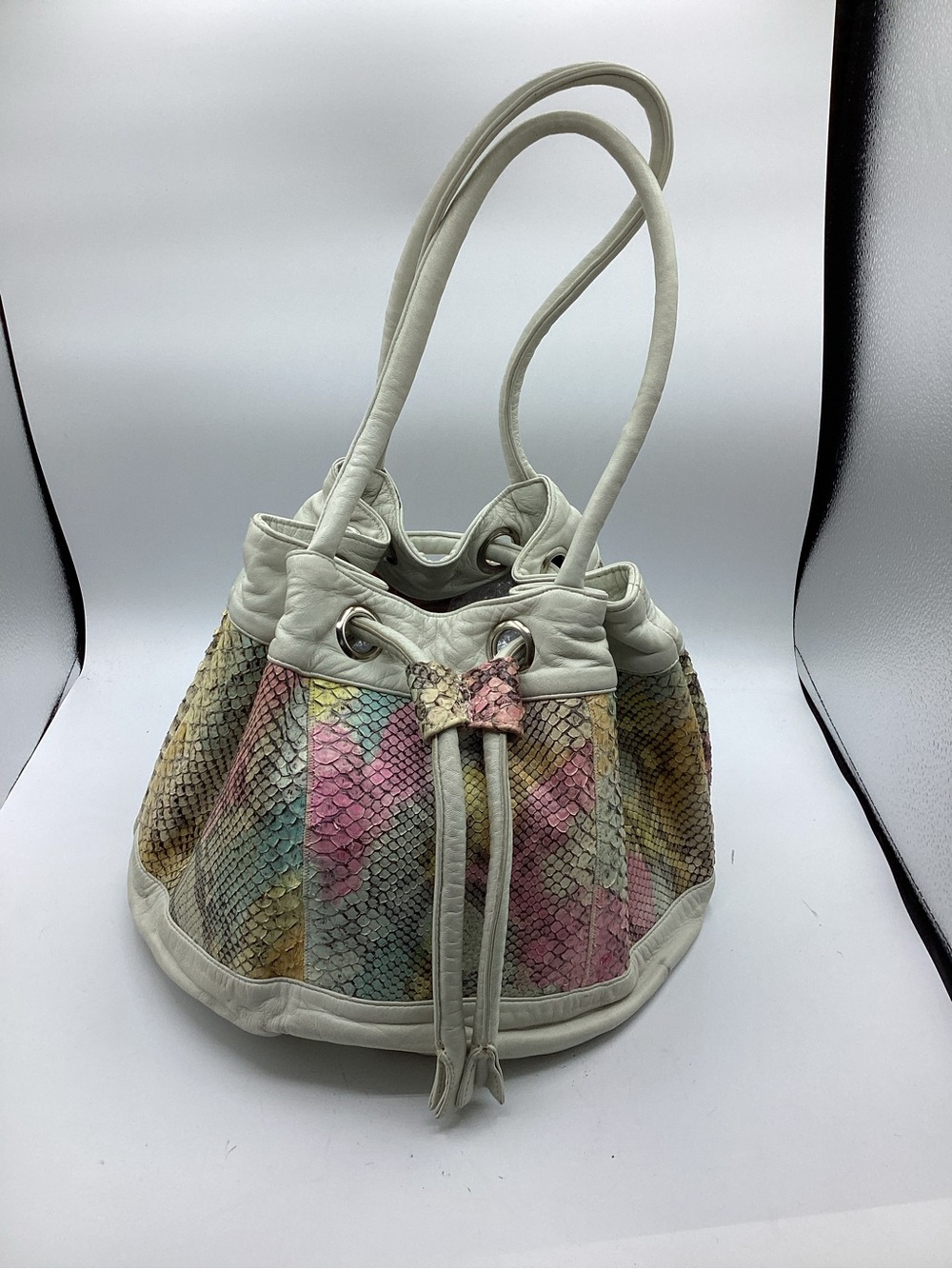 Vintage Chi by Carlos Falchi snakeskin draw string bag